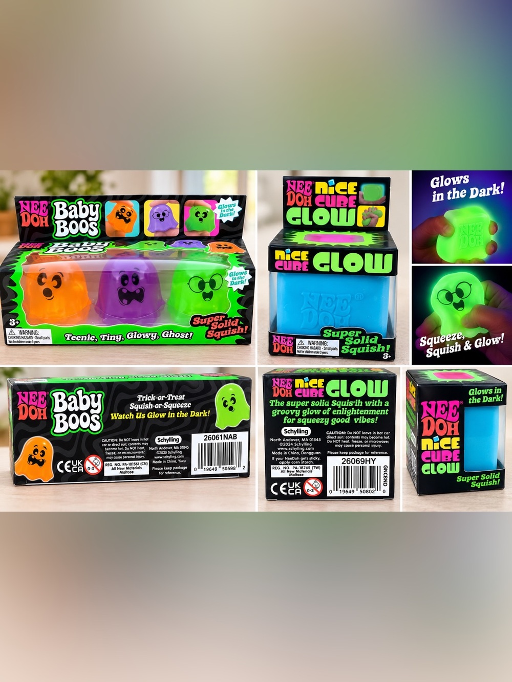 Baby Boos Glow NEEDOH - Green, Orange & Purple & NEEDOH Nice Glow cube